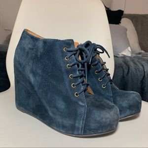 Jeffery Campbell Suede lace up wedge bootie